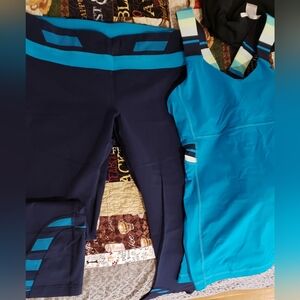 Lululemon Women's Blue and Black Activewear Set